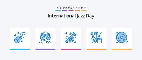 International Jazz Day Blue 5 Icon Pack inklusive Multimedia. CD. Musik. Scheibe. Musik. kreatives Symboldesign vektor