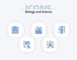 biologi blå ikon packa 5 ikon design. växt. molekyl. meddelande. utbildning. bok vektor