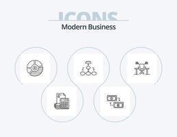 modernes Business-Line-Icon-Pack 5-Icon-Design. Computer. Geschäft. Geschäft. Tisch. finanziell vektor