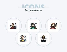 kvinna avatar linje fylld ikon packa 5 ikon design. arbetstagare. kvinna ingenjör. användare. konstruktion arbetstagare. apotek vektor