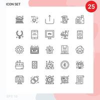 25 kreative Symbole moderne Zeichen und Symbole der Postfach-E-Mail-UI-Reisekarte editierbare Vektordesign-Elemente vektor