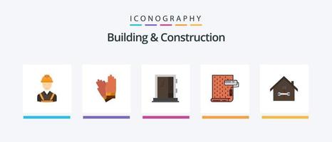 Bau- und Konstruktionswohnung 5 Icon Pack inklusive Reparatur. Innere. Reparatur. malen. Konstruktion. kreatives Symboldesign vektor