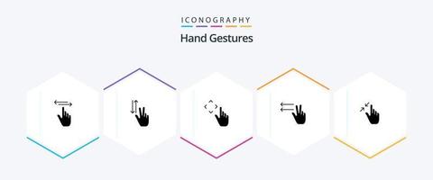 Handgesten 25 Glyphen-Icon-Pack inklusive Vertrag. Geste. hoch. Finger. Gesten vektor