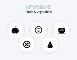 obst und gemüse glyph icon pack 5 icon design. Frucht. Gemüse. Früchte. gorki. Gurke vektor