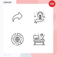 4 universelle Filledline-Flachfarben für Web- und mobile Anwendungen Pfeil Business Forward Hand Daten editierbare Vektordesign-Elemente vektor