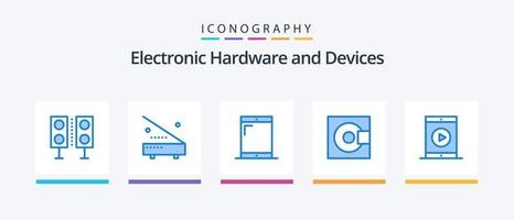 enheter blå 5 ikon packa Inklusive teknologi. miniskiva. Utrustning. elektronik. telefon. kreativ ikoner design vektor