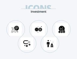 investering glyf ikon packa 5 ikon design. tid. investering. dollar mynt. företag. investering tid vektor