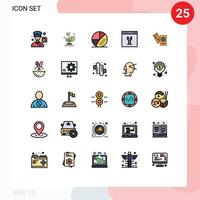 användare gränssnitt packa av 25 grundläggande fylld linje platt färger av pass sida media gränssnitt browser redigerbar vektor design element