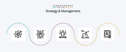 strategi och förvaltning linje 5 ikon packa Inklusive framgång. flagga. Diagram. höger. pil vektor