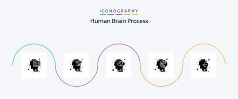 mänsklig hjärna bearbeta glyf 5 ikon packa Inklusive mänsklig. beslut. fulländning. balans. lotus vektor