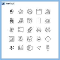 grupp av 25 rader tecken och symboler för parkera datum kemi kärlek app redigerbar vektor design element
