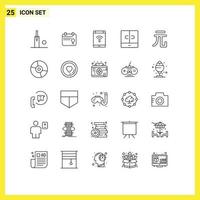 25 thematische Vektorlinien und bearbeitbare Symbole für bearbeitbare Vektordesign-Elemente für den Internet-Möbelschrank des Geldinnenraums vektor
