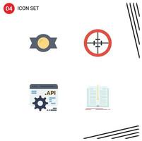 packa av 4 modern platt ikoner tecken och symboler för webb skriva ut media sådan som bonbon api begrepp armén soldat Ansökan redigerbar vektor design element