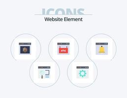 Website-Element flach Icon Pack 5 Icon-Design. Schnittstelle. Browser. Buchseite. Grundstück. Element vektor