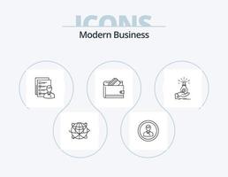 modern företag linje ikon packa 5 ikon design. marknadsföring. företag. kund. granska. Rapportera vektor