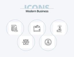 modernes Business-Line-Icon-Pack 5-Icon-Design. Marketing. Geschäft. Kunde. Prüfung. Bericht vektor