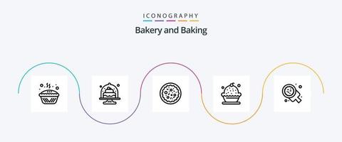 Backlinie 5 Icon Pack inklusive Dessert. Kuchen. Kuchen. Backen. Pizza vektor