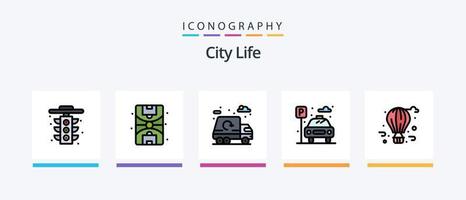 City Life Line gefüllt 5 Icon Pack inklusive Truck. Leben. Leben. Stadt. Leben. kreatives Symboldesign vektor