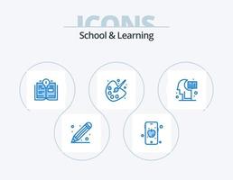 Schule und Lernen blau Icon Pack 5 Icon Design. Wissen. Ausbildung. Ausbildung. Gehirn. Ausbildung vektor