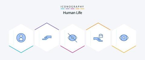 Mensch 25 blaues Symbolpaket einschließlich Mensch. Auge. Gesicht. Aktie. Ordner vektor