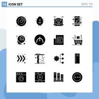 Aktienvektor-Icon-Pack mit 16 Zeilenzeichen und Symbolen für Frühstücksaktien-Computermarkt-Laptop-editierbare Vektordesign-Elemente vektor
