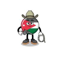 charaktermaskottchen der jordanischen flagge als cowboy vektor