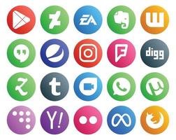 20 social media ikon packa Inklusive utorrent Google duo hangouts tumblr digg vektor