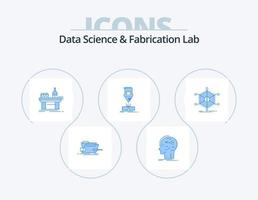 Data Science and Fabrication Lab blaues Icon Pack 5 Icon Design. Herstellung. Schneiden. Taste. Produktion. Labor vektor