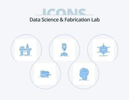 data vetenskap och tillverkning labb blå ikon packa 5 ikon design. tillverkning. skärande. nyckel. produktion. labb vektor