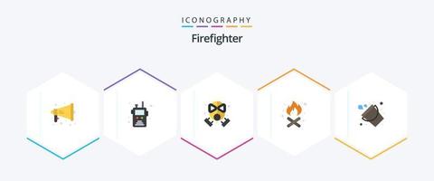 Feuerwehrmann 25 Flat Icon Pack inklusive Feuerwehrmann. Eimer. Feuer. Feuerstelle. Camping vektor