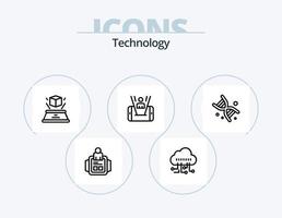 teknologi linje ikon packa 5 ikon design. teknologi. mobil. datoranvändning. hårdvara. dator vektor