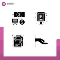 4 thematische Vektor-Solid-Glyphen und bearbeitbare Symbole von Bankgrafikdesign-Autotafeln handbearbeitbare Vektordesign-Elemente vektor
