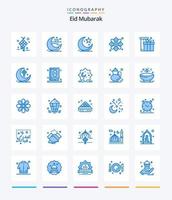 kreativ eid mubarak 25 blå ikon packa sådan som design. band. halvmåne. muslimer. stjärna vektor