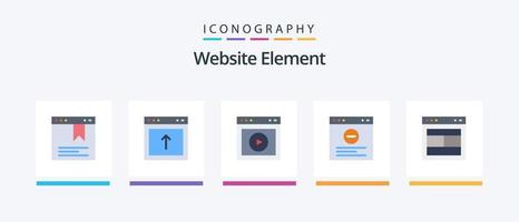 Website-Element Flat 5 Icon Pack inklusive Website. Design. ui. Webseite. Browser. kreatives Symboldesign vektor