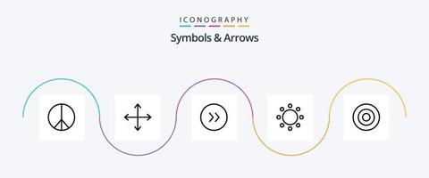 symboler och pilar linje 5 ikon packa Inklusive symboler. tecken. cirkel. guld. symbolism vektor