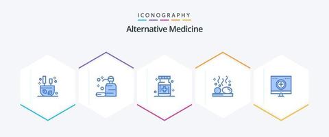 alternativ medicin 25 blå ikon packa Inklusive friskvård. litoterapi. vård. varm. medicin vektor