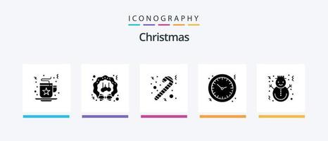 Christmas Glyph 5 Icon Pack inklusive Weihnachten. Zeit. Jahreszeit. Urlaub. Weihnachten. kreatives Symboldesign vektor