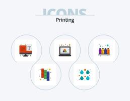 Drucken von flachen Icon Pack 5 Icon Design. Farbe. Bildschirm. Bildschirm. Laptop. Farbe vektor