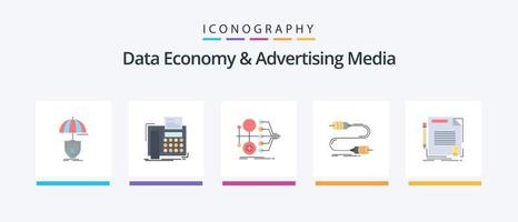 data ekonomi och reklam media platt 5 ikon packa Inklusive samspel. surr. telefax. värde. pengar. kreativ ikoner design vektor
