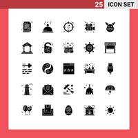 Stock Vector Icon Pack mit 25 Linienzeichen und Symbolen für Hasenkino-Liebesfilmkamera editierbare Vektordesign-Elemente