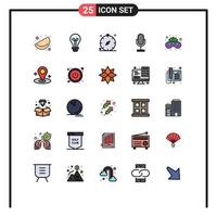 uppsättning av 25 modern ui ikoner symboler tecken för karneval mikrofon riktning mic audio redigerbar vektor design element