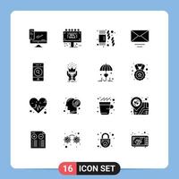 Aktienvektor-Icon-Pack mit 16 Zeilenzeichen und Symbolen für die Suche Menschen Verkauf Board Textmail editierbare Vektordesign-Elemente vektor