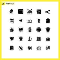 Packung mit 25 modernen soliden Glyphenzeichen und Symbolen für Web-Printmedien wie Handtapeten, Geldposter, Wetter, editierbare Vektordesign-Elemente vektor