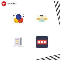 Stock Vector Icon Pack mit 4 Zeilen Zeichen und Symbolen für Farben Geld Personal Gang Feld editierbare Vektordesign-Elemente