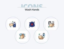 Hände waschen Linie gefüllt Icon Pack 5 Icon Design. Handspray. Schild. infizieren. sichern. sprühen vektor