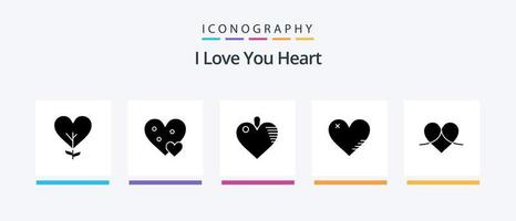 Heart Glyph 5 Icon Pack inklusive Bericht. wie. Geschenk. Liebe. Liebe. kreatives Symboldesign vektor