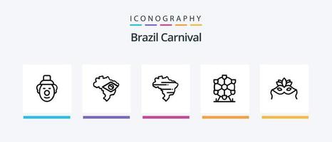 Brasilianische Karnevalslinie 5 Icon Pack inklusive Feier. Feuerwerk. Kostüm. Feier. brasilianisch. kreatives Symboldesign vektor