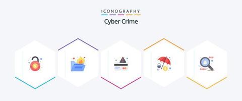 Cyber-Kriminalität 25 Flat Icon Pack inklusive . Alarm. Hacker. Cyberkriminalität vektor