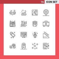 16 kreative Symbole, moderne Zeichen und Symbole für Online-Inhalte, Flaggenartikel, Finanzen, editierbare Vektordesign-Elemente vektor