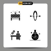 Solide Glyphenpackung mit 4 universellen Symbolen für editierbare Vektordesign-Elemente von Board Office Red Light Beach Beauty vektor